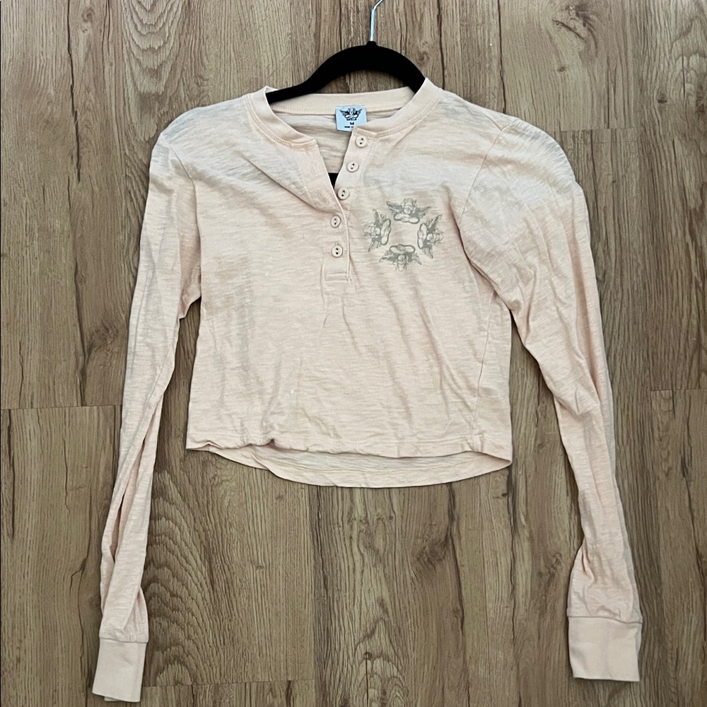 Boys Lie Light Pink Long Sleeve Henley Top